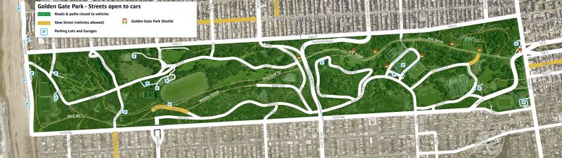 Map showing north-south and east-west roads remaining open to vehicular traffic.