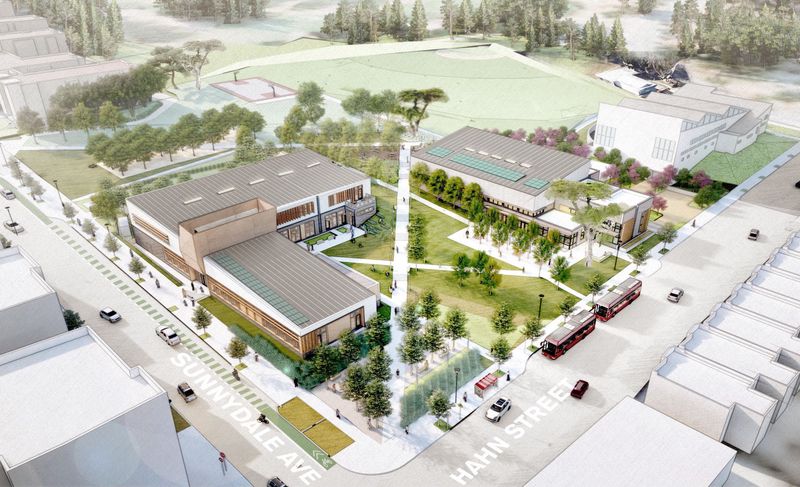 Aerial Rendering of what the Rec Center will look like, this is a drawing illustrating those plans.