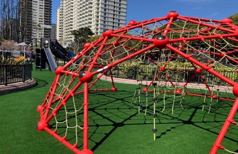 Images of the play structures and turf at Sue Bierman reopening