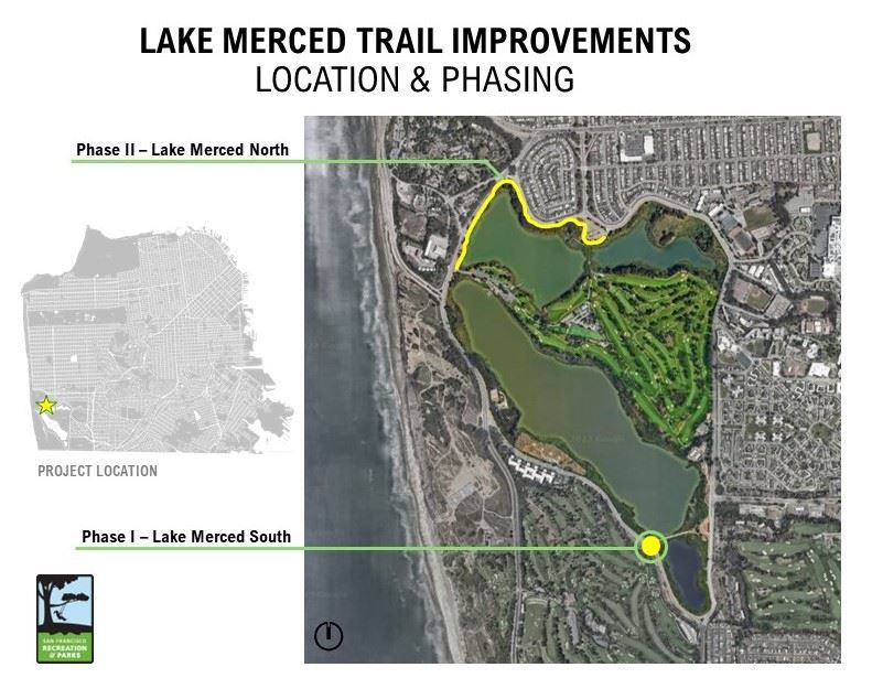 Lake Merced Trail Improvements Location and Phasing Map