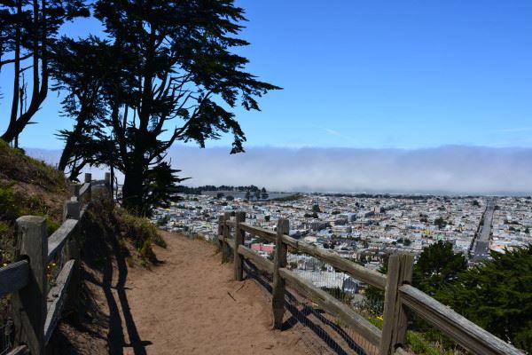 Grandview Trail with fog bank in the distance