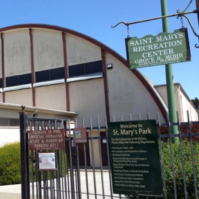 Saint Mary's Recreation Center front gate and exterior